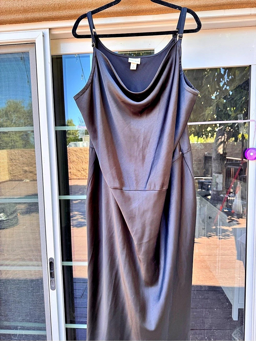 Ava & Viv Brown Draped Neck Maxi Dress Size 3X